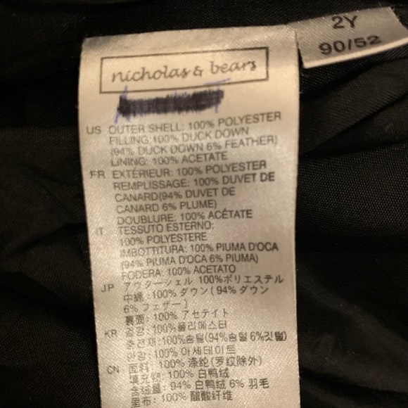 Nicholas and Bears Kids Down Jacket Size 2Y. - Picture 5 of 5